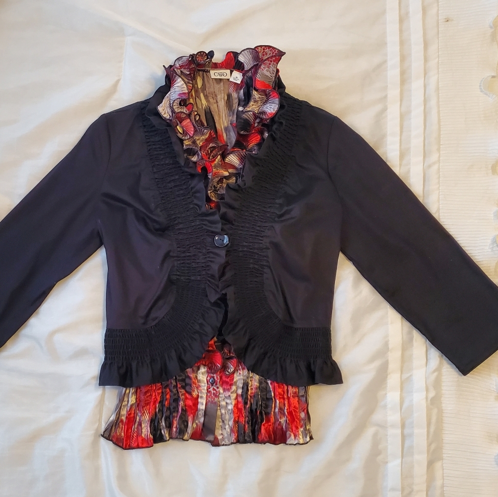 Cato Black Jacket & Black/Red Blouse Set